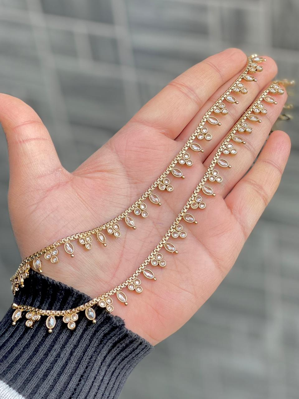 Beautiful Premium Quality Original Gold Plated Reverse Ad Stone Work Brass Payal…. No Compromise In 